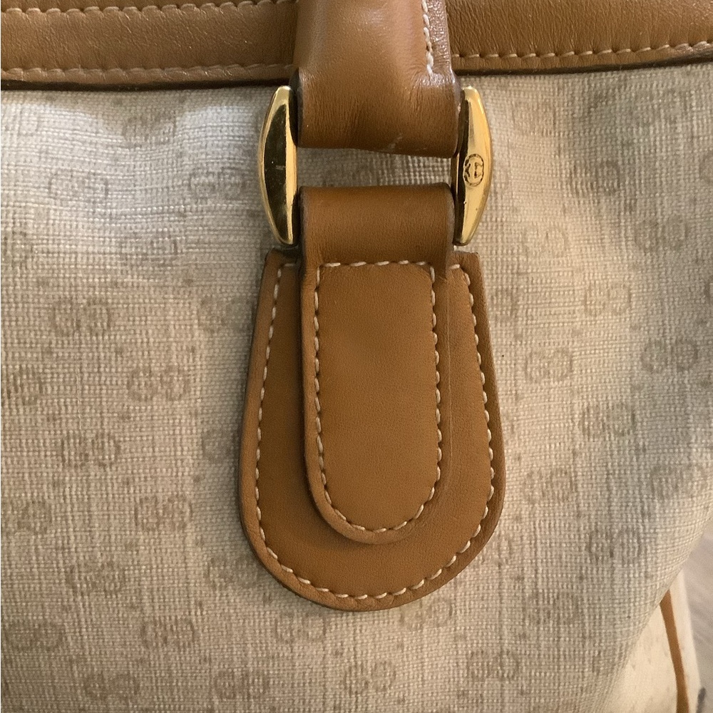 Gucci vintage authentic Cream and Tan Monogram GG Satchel with Leather Trim - Picture 3 of 12